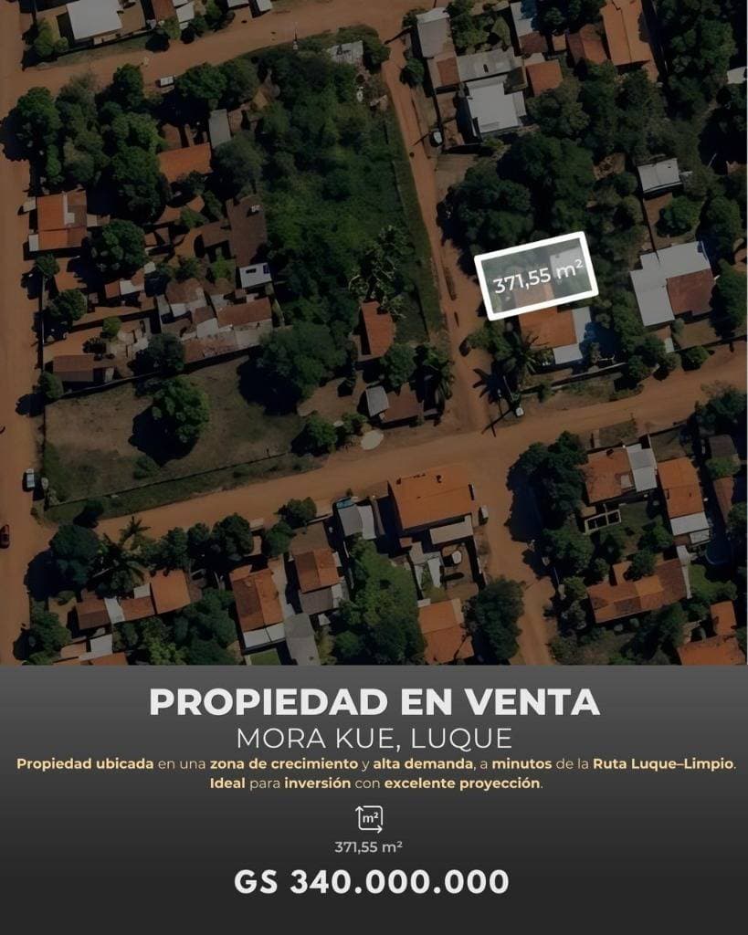 VENTA DE TERRENO MAS PEQUEÑA CONSTRUCCION EN MORA KUE LUQUE