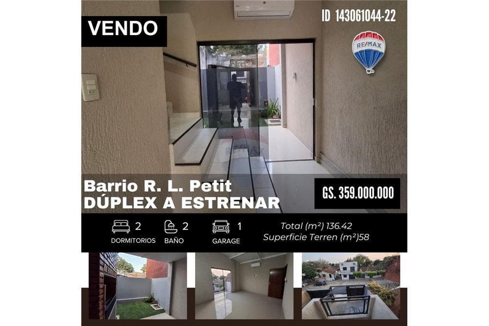 VENDO Dúplex a estrenar en L. PETIT, 2 dorm! Asuncion