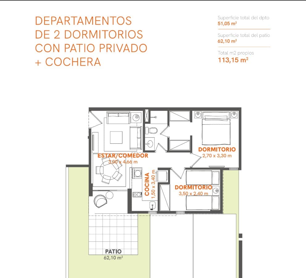 Departamento de 2 habitaciones a minutos del eje corporativo – 2