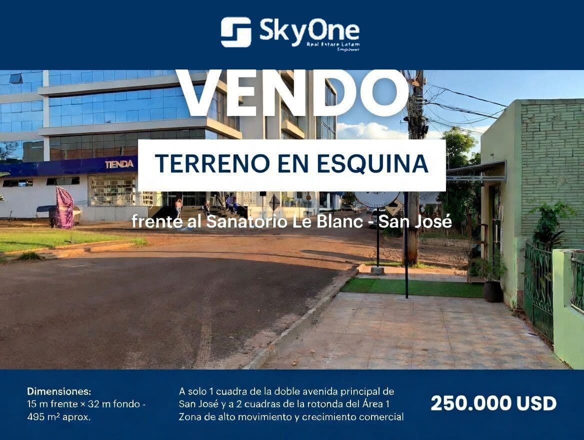 Terreno en esquina frente al Sanatorio Le Blanc – San José – 3