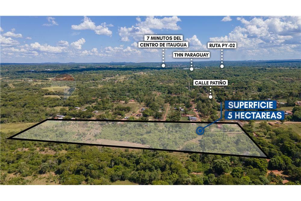 VENDO TERRENO DE 5 HECTAREAS EN ITAUGUA SOBRE RUTA PATIÑO – 2