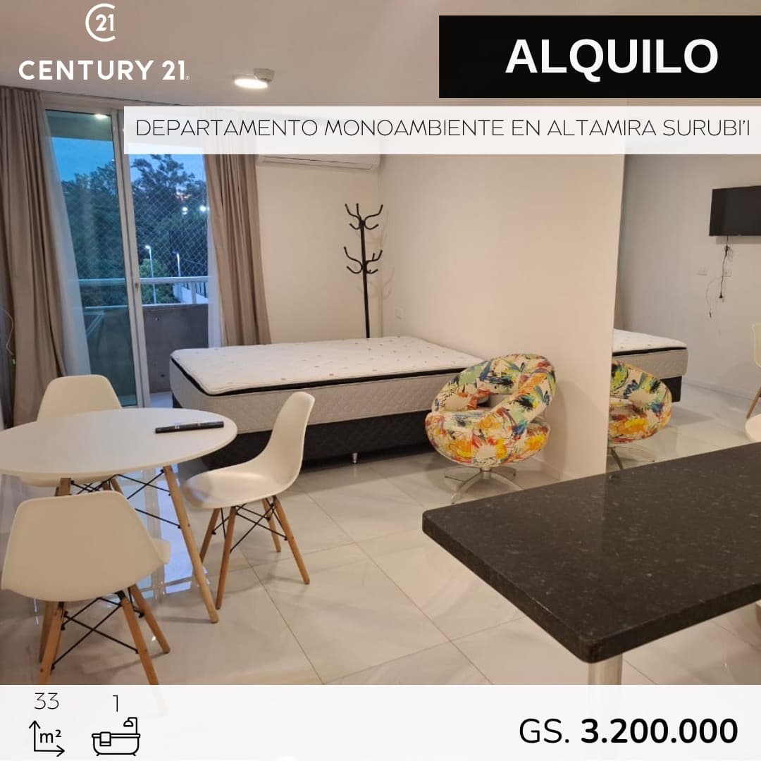 Alquilo Departamento Monoambiente Amoblado en Surubi’i