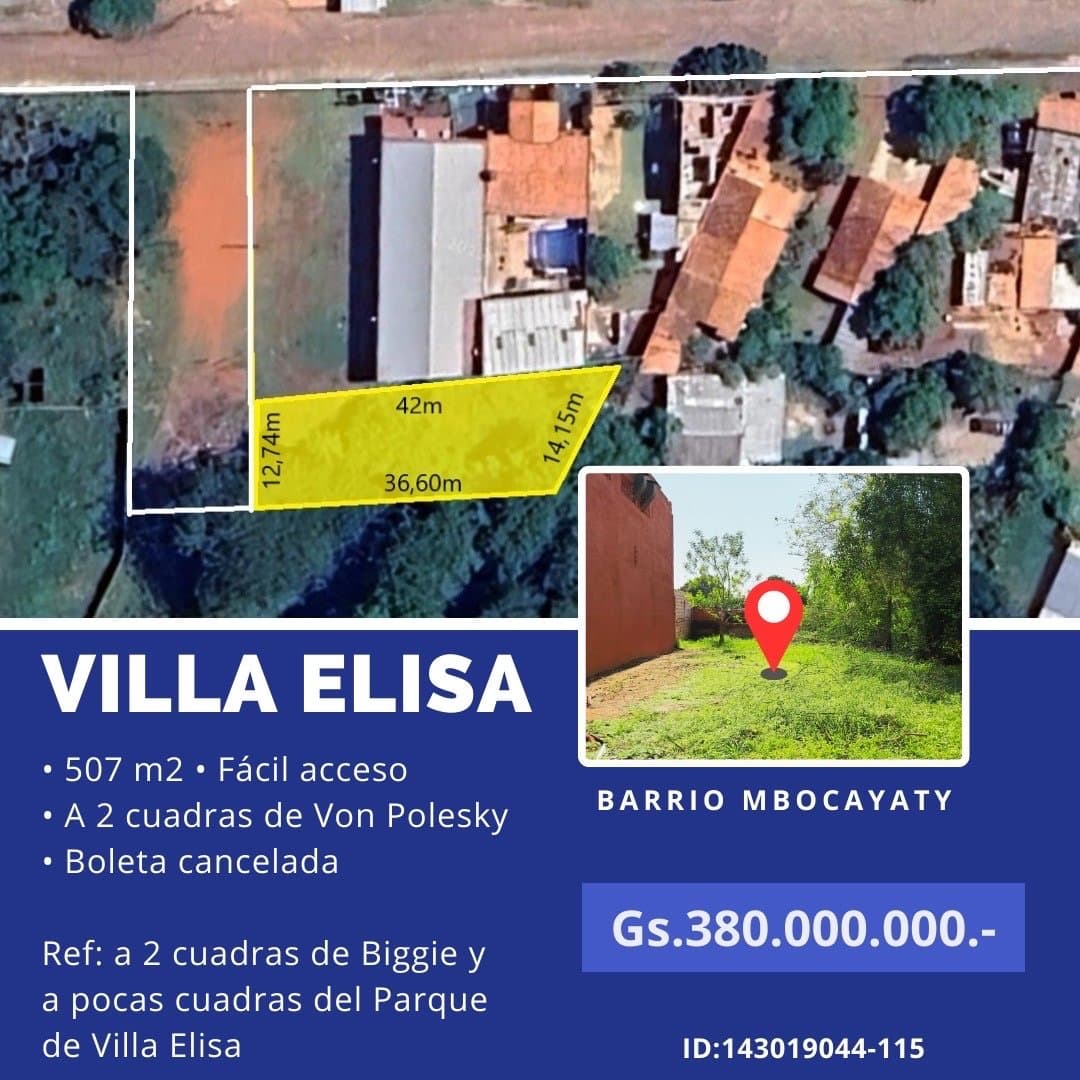 Vendo terreno en villa elisa