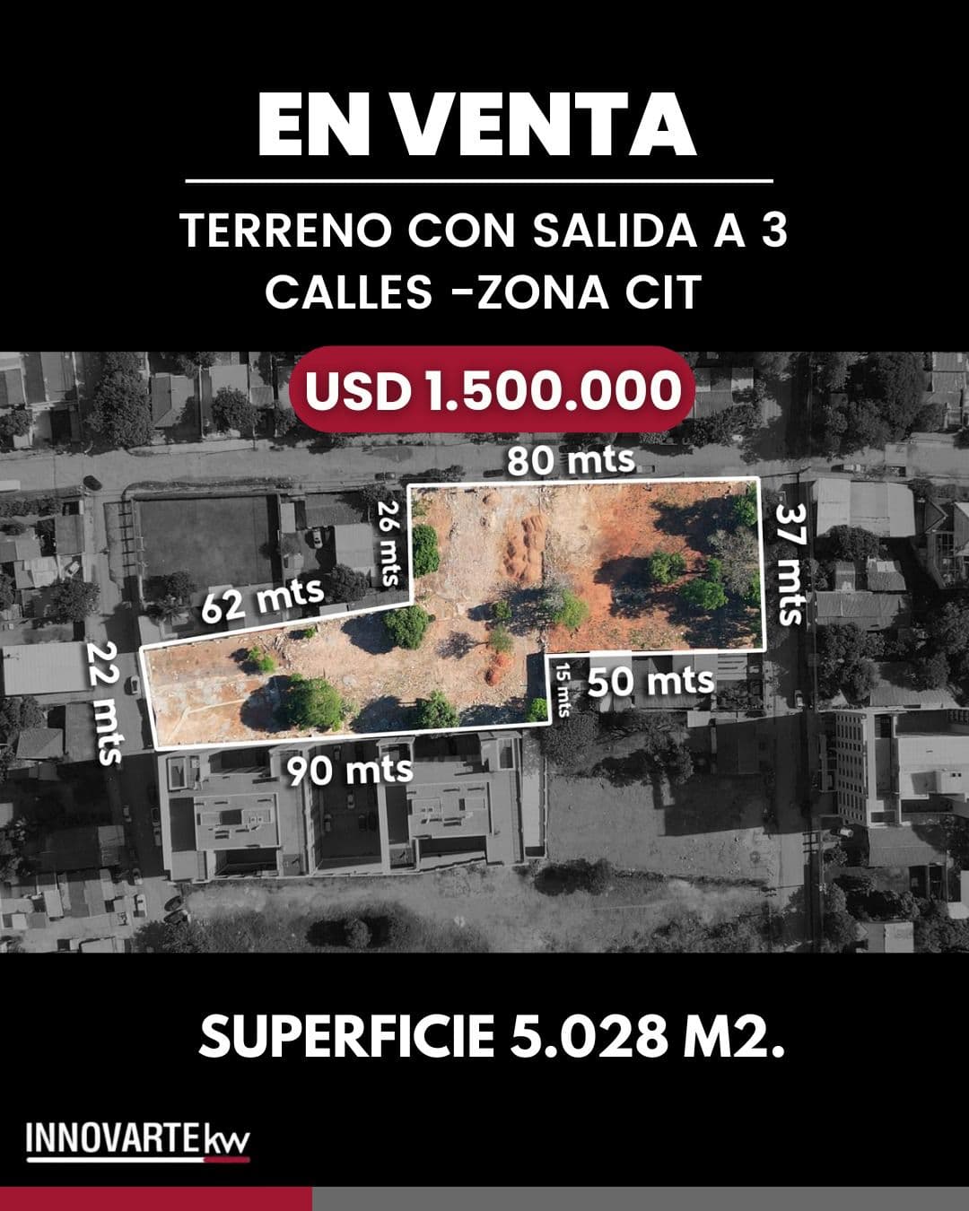 ¡¡EN VENTA IMPORTANTE TERRENO!! Ubicado en esquina con salida a 3 calles.
