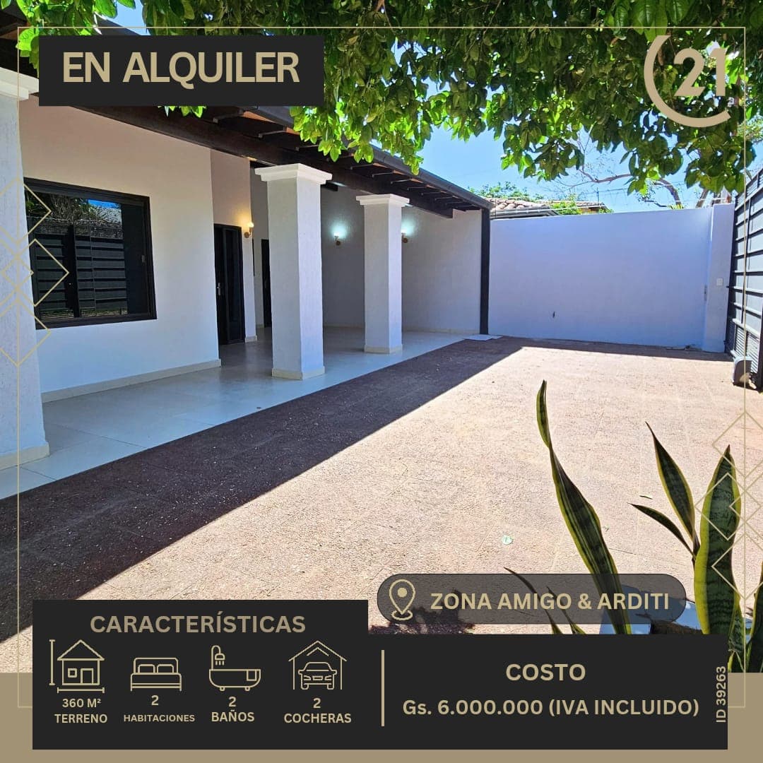 ALQUILO HERMOSA CASA DE 2 DORMITORIOS EN FERNANDO DE LA MORA - ZONA SUR