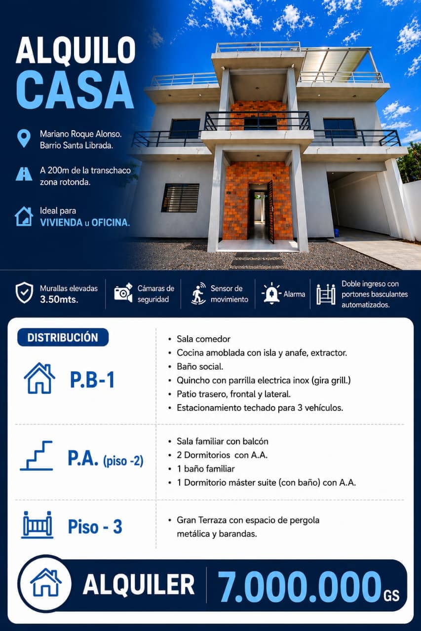 ALQUILO CASA EN MARIANO ROQUE ALONSO