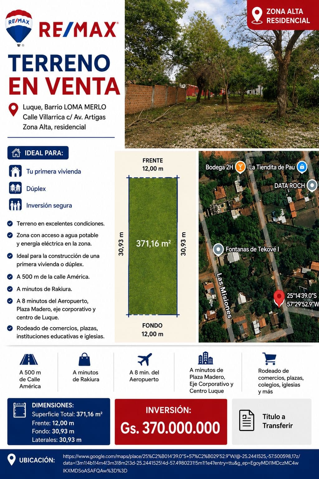 VENDO TERRENO LOMA MERLO