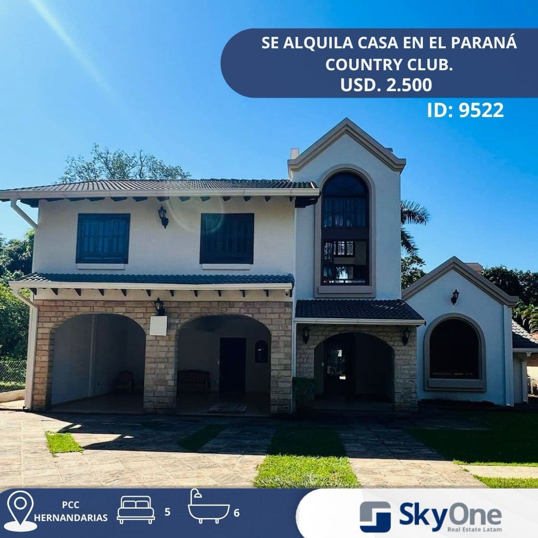 SE ALQUILA HERMOSA RESIDENCIA EN EL PARANA COUNTRY CLUB