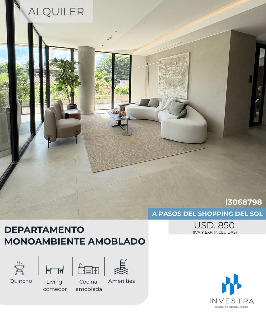 ALQUILO MONOAMBIENTE AMOBLADO  A PASOS DEL SHOPPING DEL SOL – 2