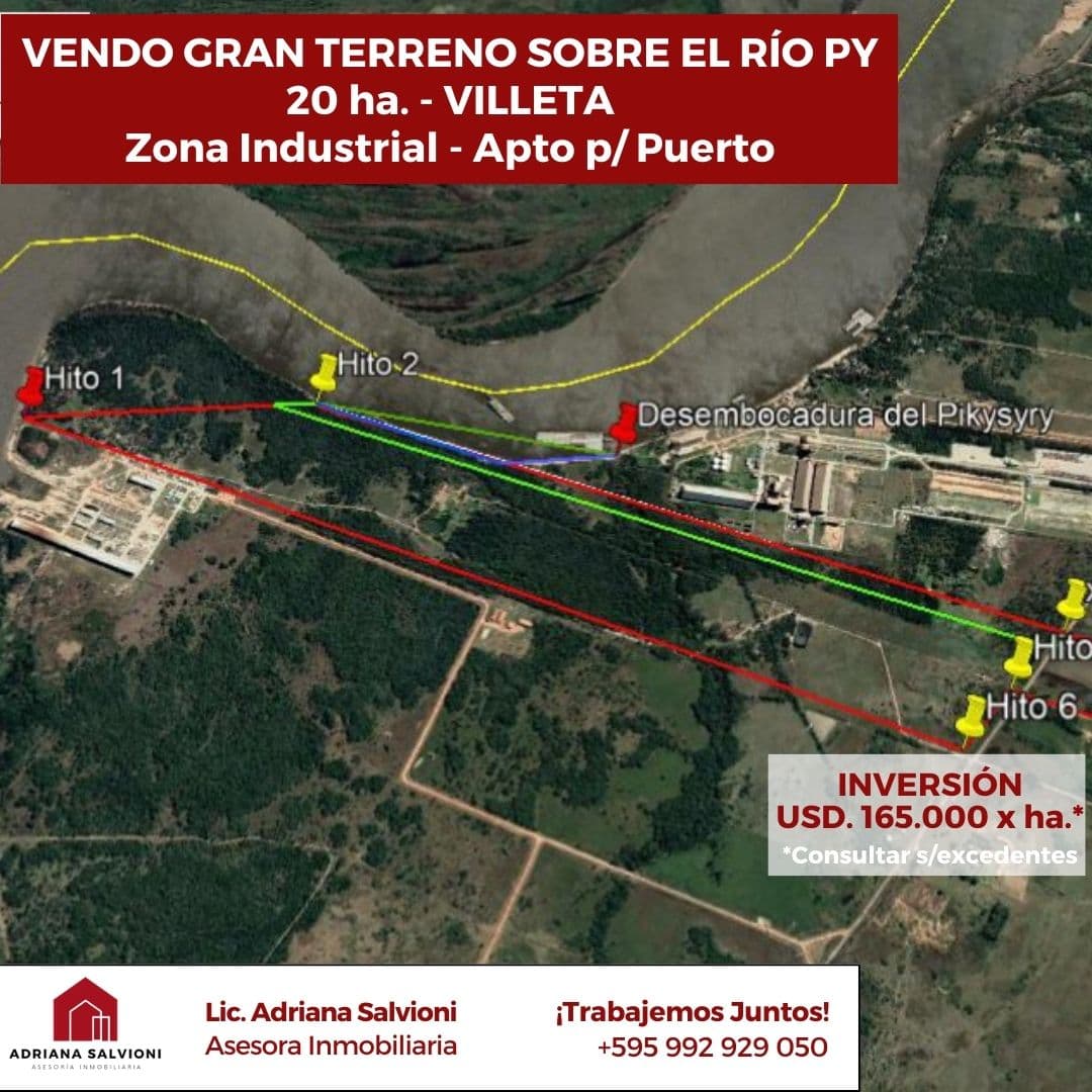 20 HA en Villeta zona Puertos e industrias