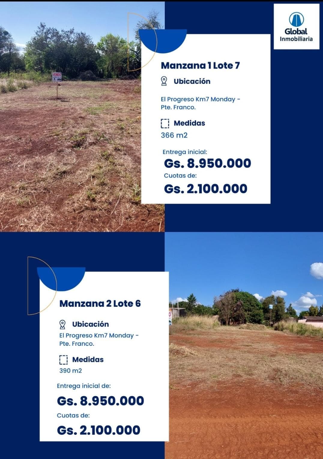 VENDO TERRENO EN CUOTAS EN PRESIDENTE FRANCO - KM 7 MONDAY