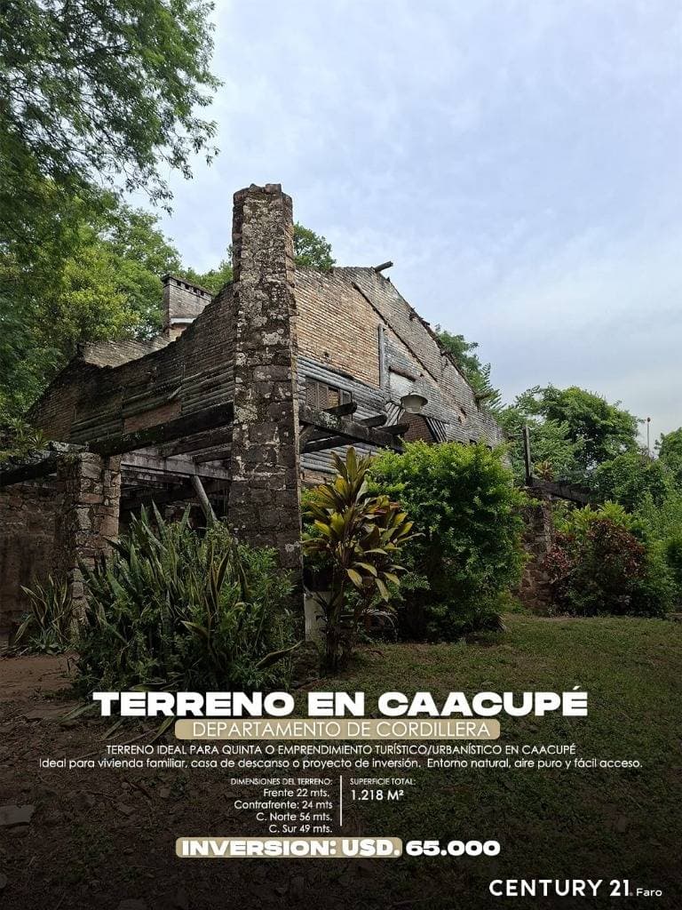 VENDO TERRENO EN CAACUPE - DEPARTAMENTO DE CORDILLERA
