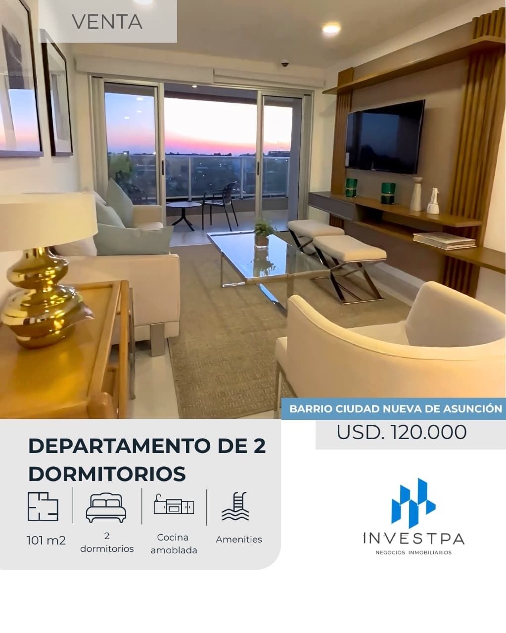 EN VENTA DEPARTAMENTO DE 2 HABITACIONES EN CIUDAD NUEVA