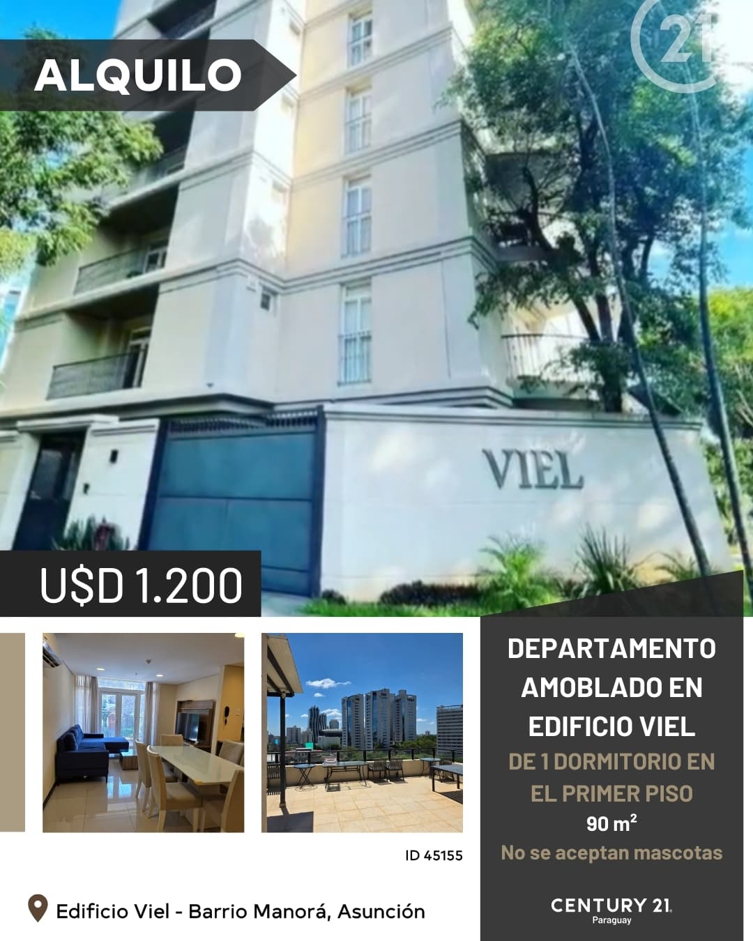 ALQUILER DE 1 DORMITORIO AMOBLADO EN EDIFICIO VIEL