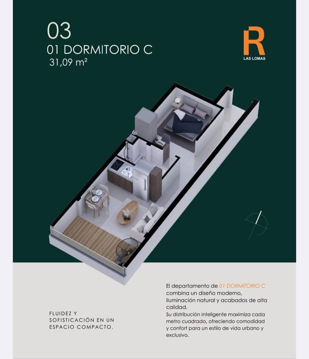 Departamento en venta 1 dormitorio en Las Lomas Asunción edificio R Las Lomas – 3