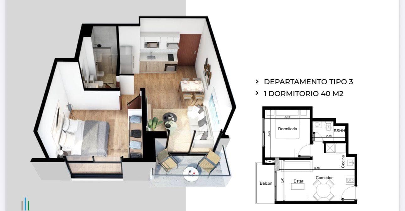 Departamento en Venta 1 dormitorio en barrio Ycua Sati Asuncion Edificio Matrisa Lillo – 2