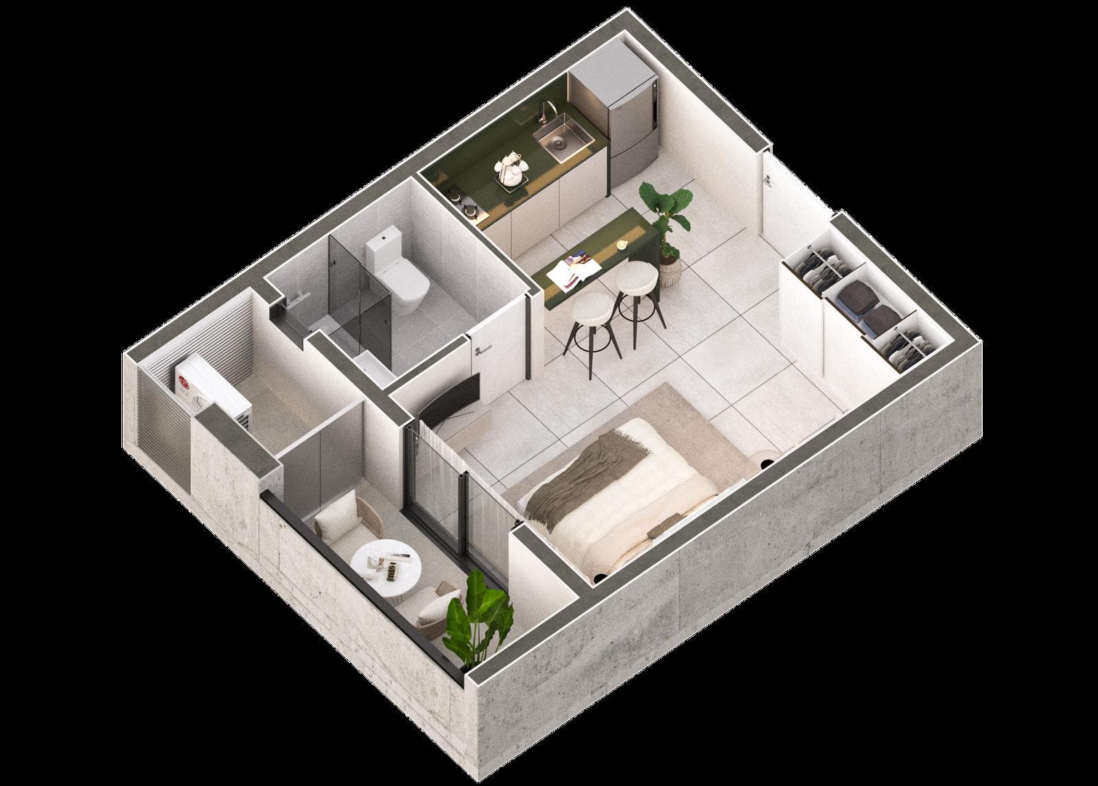 Departamento a la venta monoambiente en Barrio Herrera Asuncion Edificio Inarco Herrera – 2