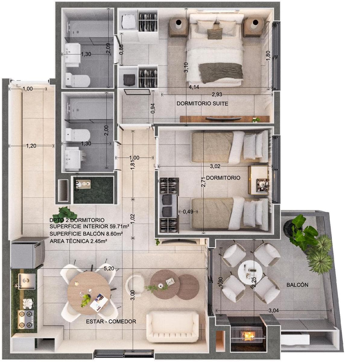 Departamento a la venta 2 dormitorios en Barrio Herrera Asuncion Edificio Inarco Herrera – 2