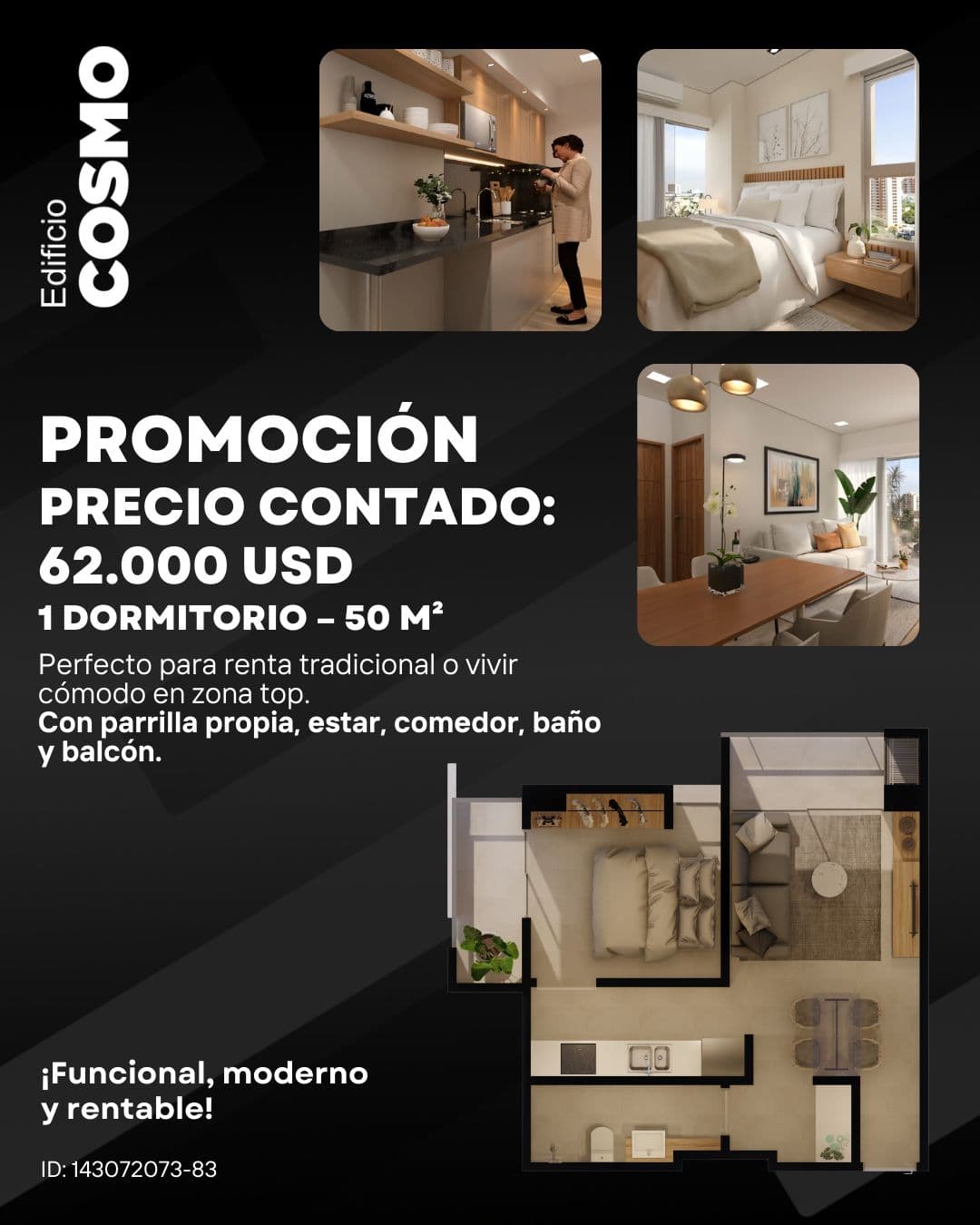 Venta de departamento de un dormitorio