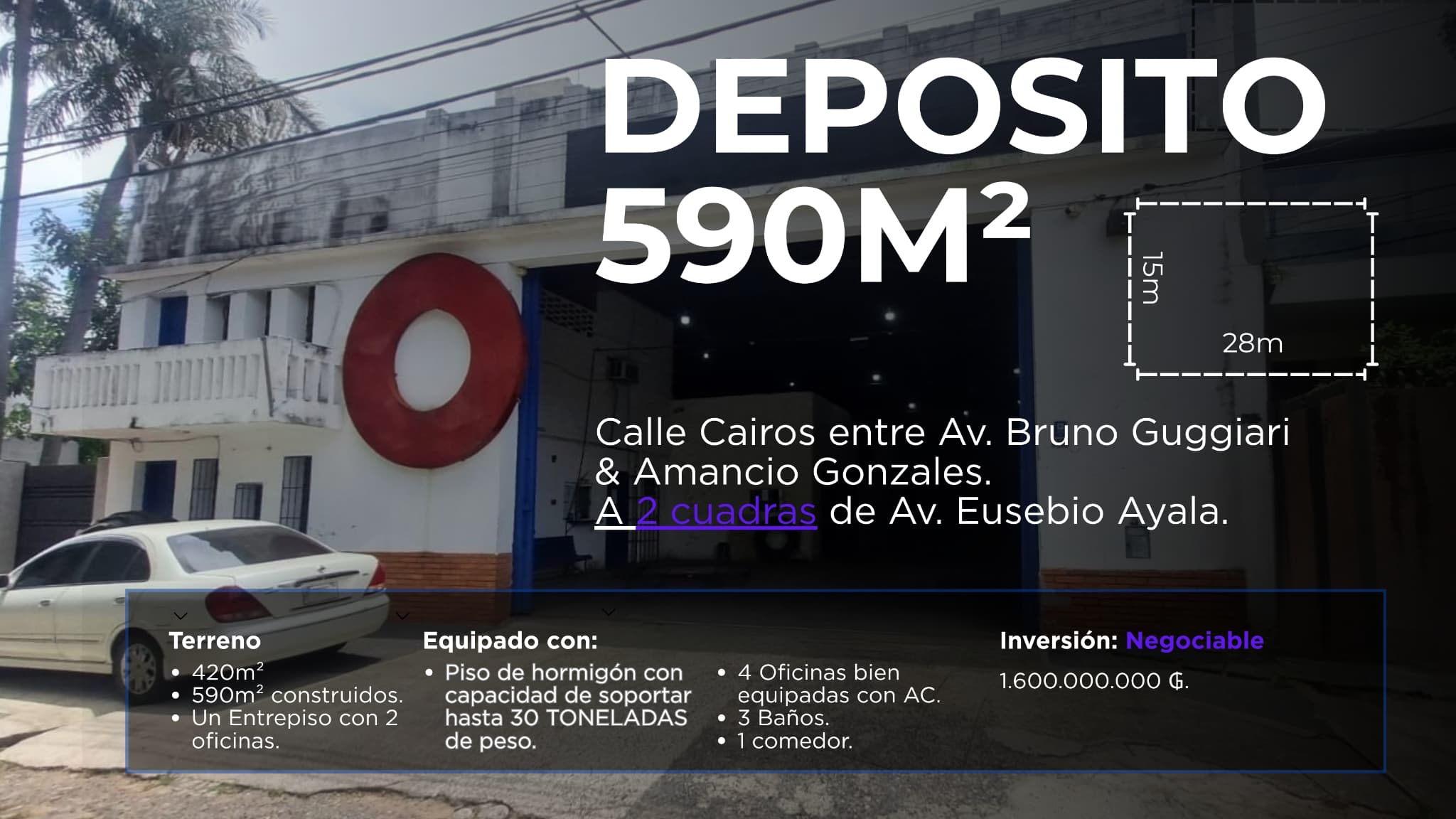 Deposito En Venta De 590m² Construidos A 2 Cuadras De Eusebio Ayala!