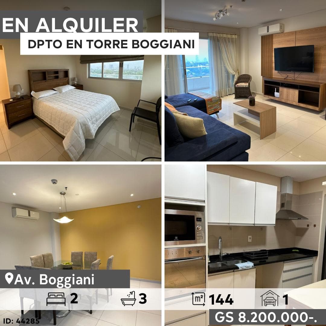 ALQUILO HERMOSO DEPARTAMENTO TOTALMENTE AMOBLADO EN TORRE BOGGIANI