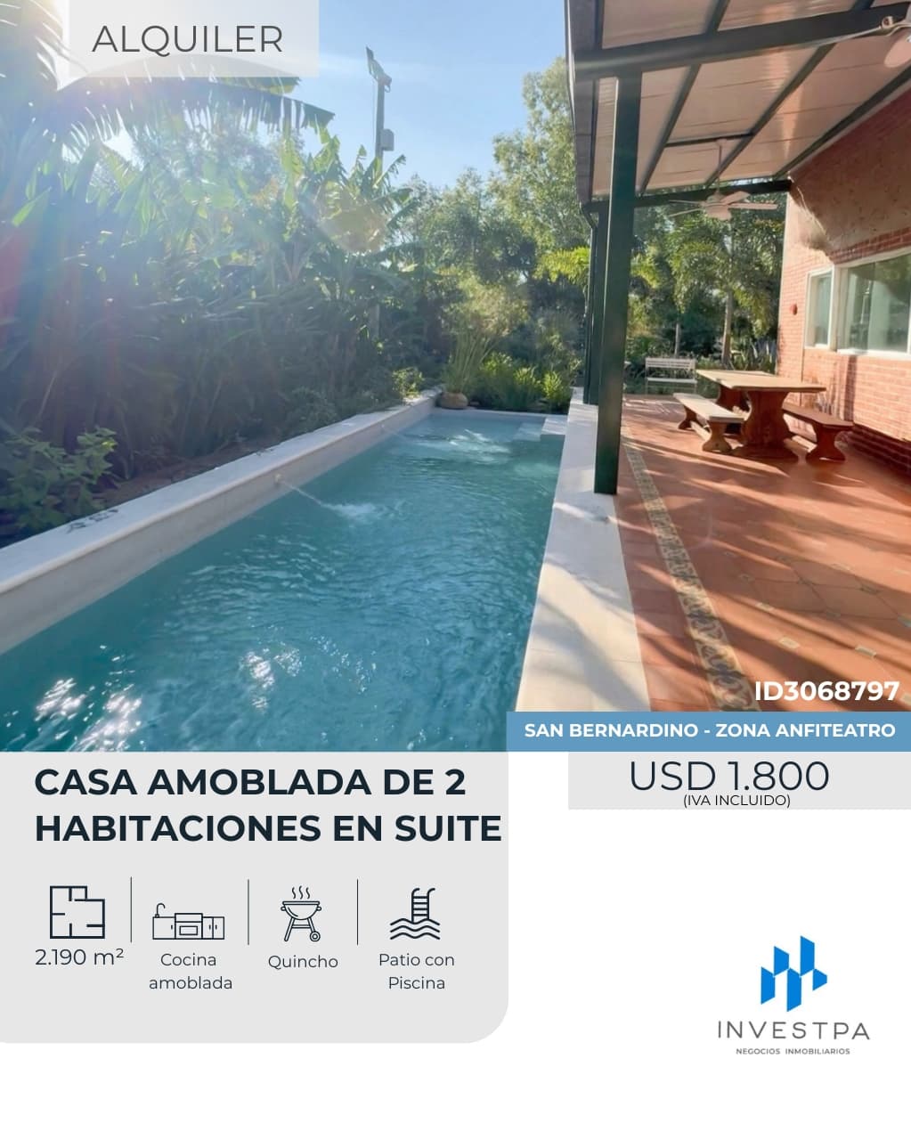 Casa en alquiler amoblada en San Bernardino