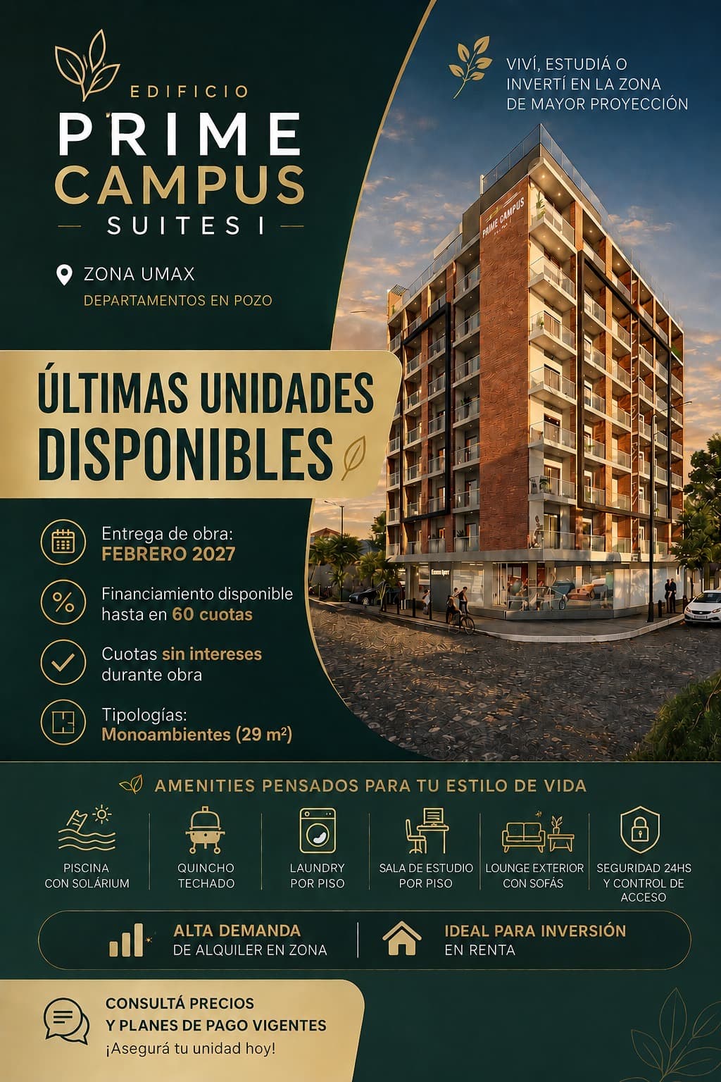 En venta – Departamentos en pozo | Prime Campus Suite 1 - Zona UMAX Asunción