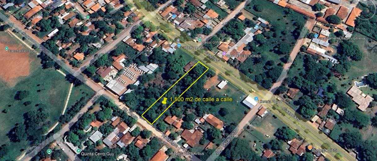 Terreno de 1.500 m2 de calle a calle sobre la Avda.Caaguazu, en Ñemby.