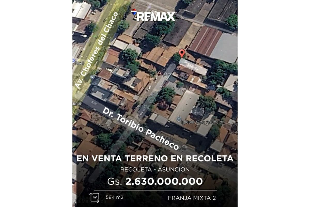 Vendo terreno de 585m2 ubicado en prestigiosa zona de Asunción