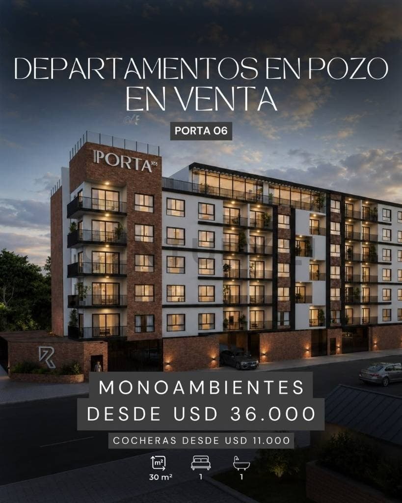 Vendo Departamentos monoambientes en pozo en Edificio Porta 6, Laguna Grande