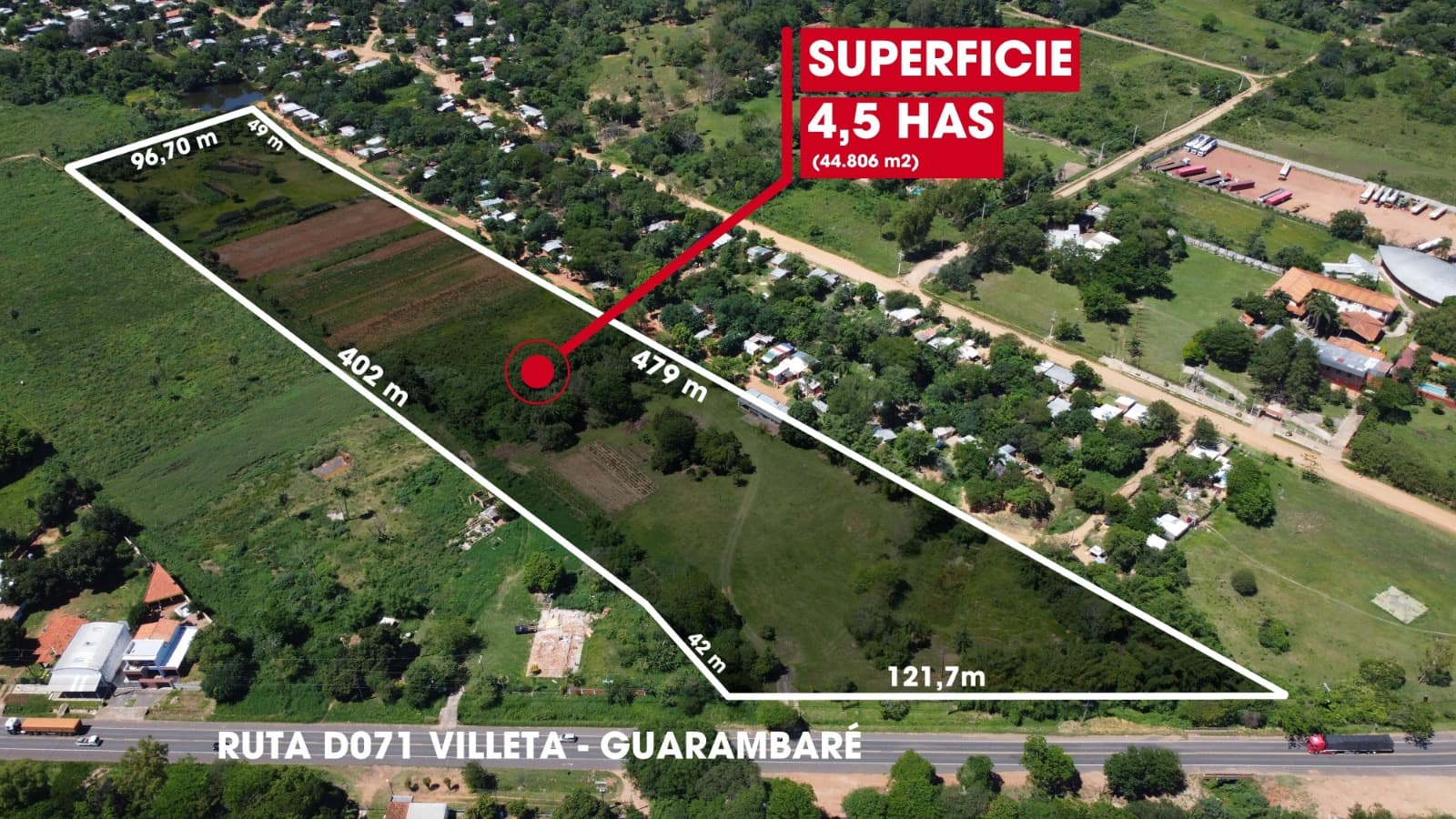 En Venta Terreno De 4,5 Hectáreas (44.806 M2) Sobre Asfalto Villeta–guarambaré. – 2