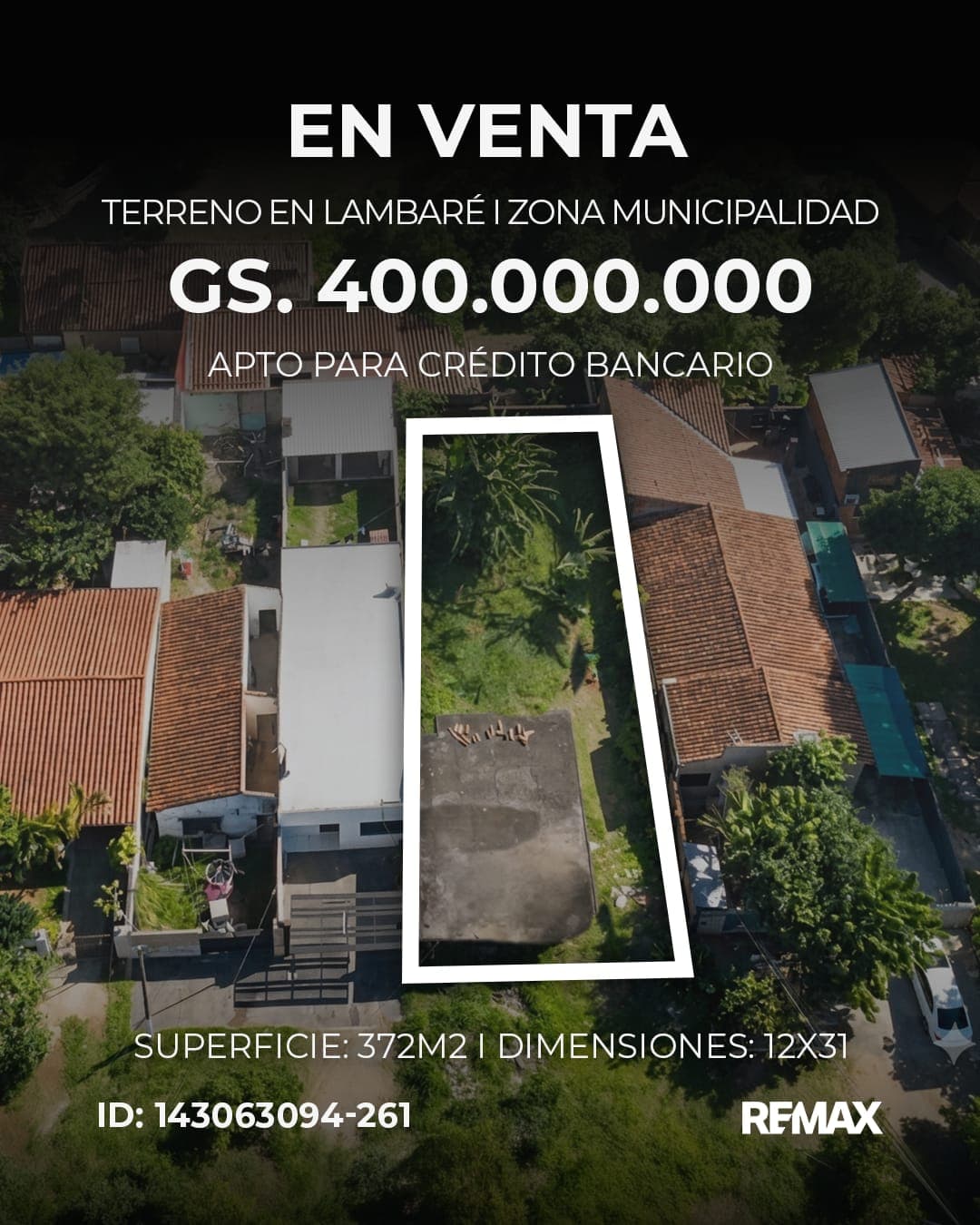 Terreno en venta en Lambaré – Zona Municipalidad | 372 m²