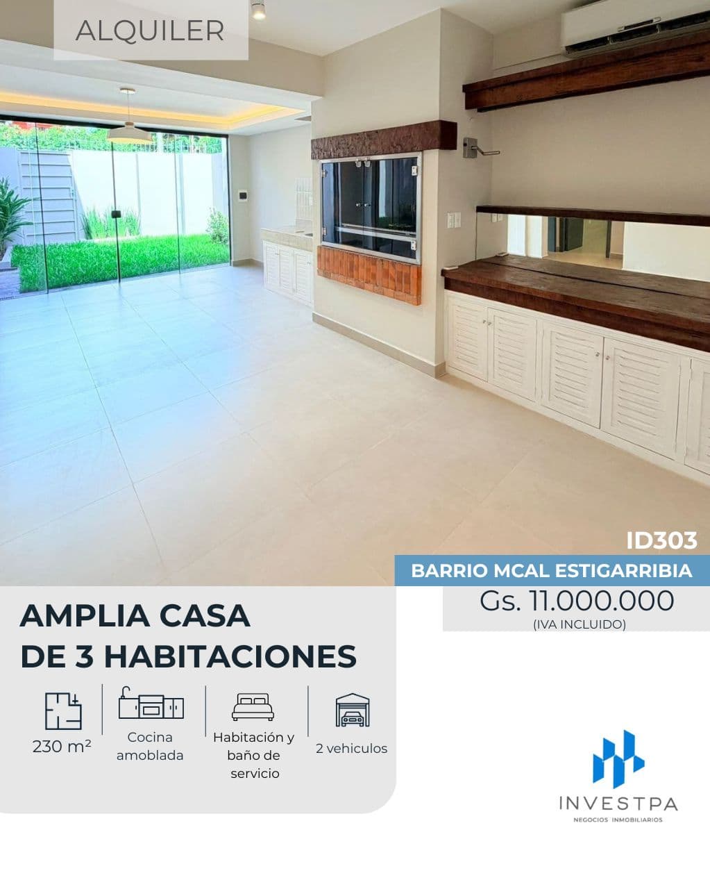 CASA REMODELADA A ESTRENAR DE 3 DORMITORIOS en Barrio Mcal. Estigarribia