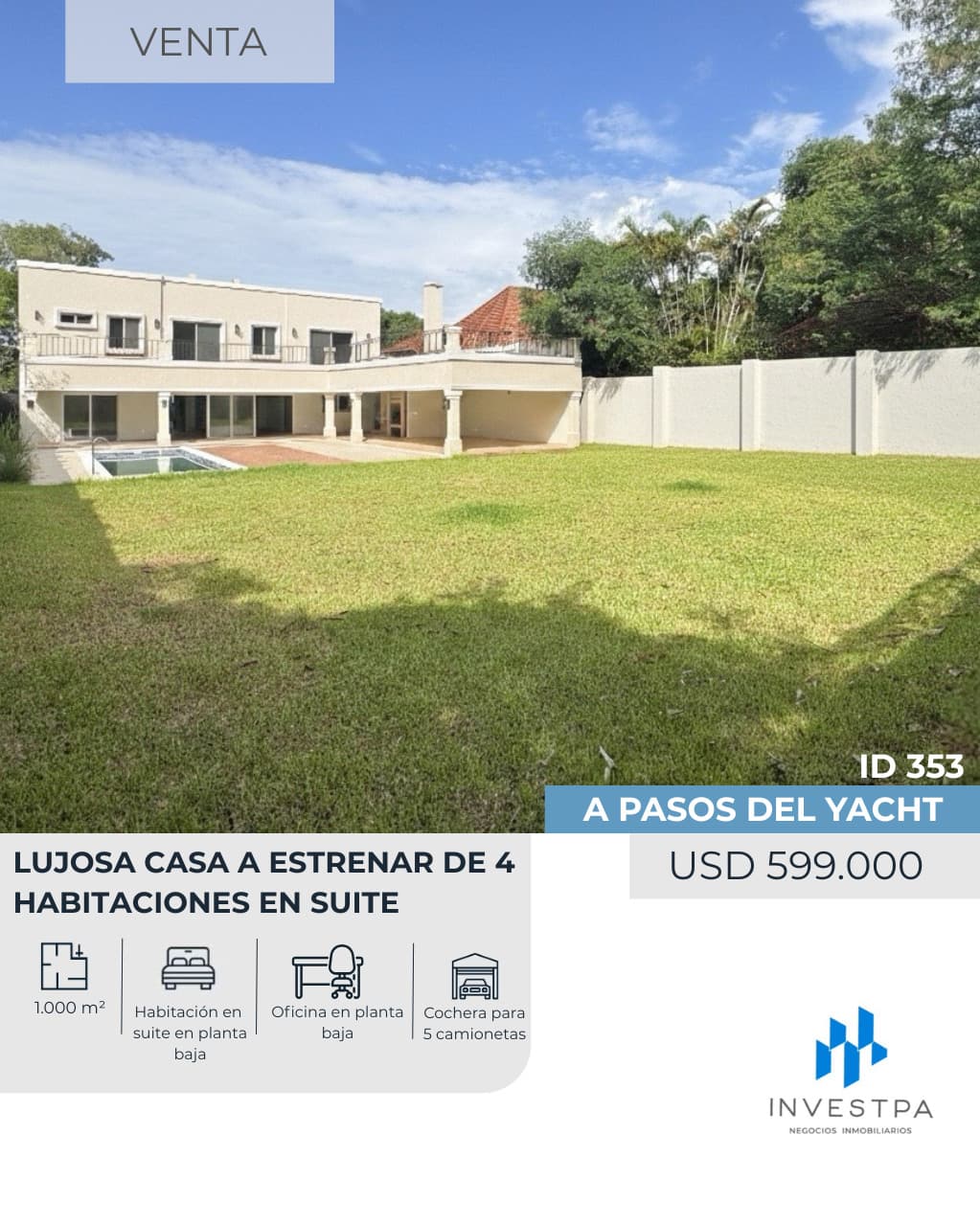 A ESTRENAR EXCLUSIVA CASA EN VENTA A METROS DEL YACHT