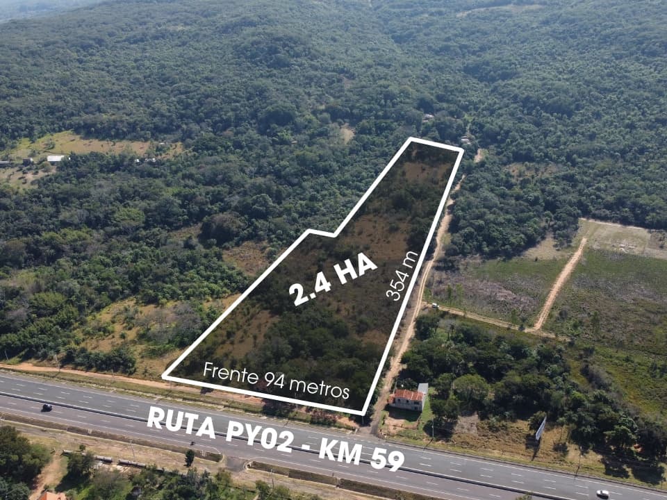 En venta 2.4 Hectáreas en Caacupé sobre Ruta 2 - Km 59 – 2
