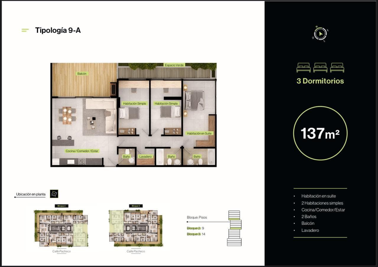 Departamento en venta de 3 dormitorios barrio Recoleta Asunción edificio Palmanova Pacheco – 2