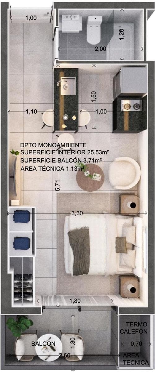 Departamento a la venta monoambiente en Barrio Herrera Asuncion Edificio Inarco Herrera – 3