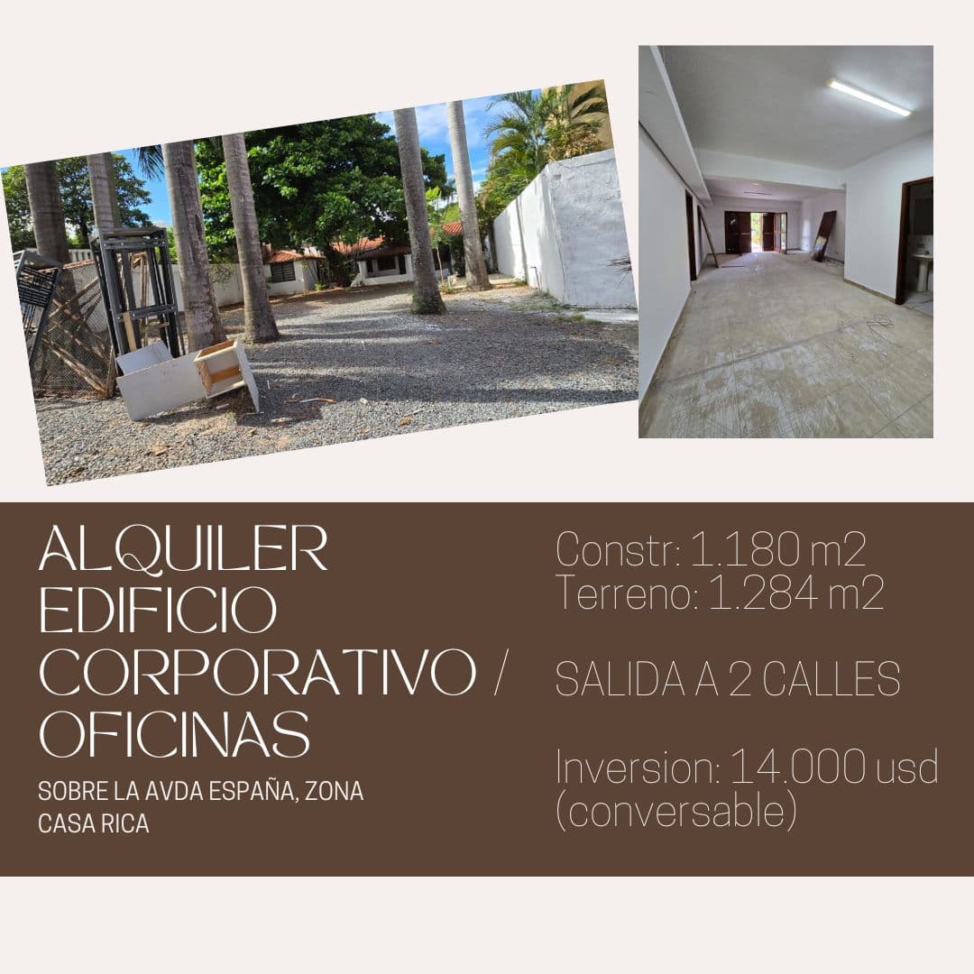 EN ALQUILER, IMPORTANTE PROPIEDAD SOBRE LA AVDA ESPAÑA. EDIFICIO CORPORATIVO / OFICINAS