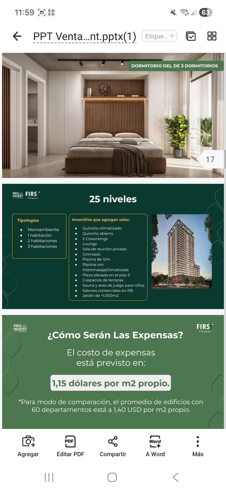 First Element diseñado para generar entre 3.700 y 10.500 dólares netos anuales por cada departamento en que inviertas inverti desde usd 74.926 x 1 dorm. hasta usd 173.082 x 3 dorm.en la zona mas deseada por inversionistas en Asuncion