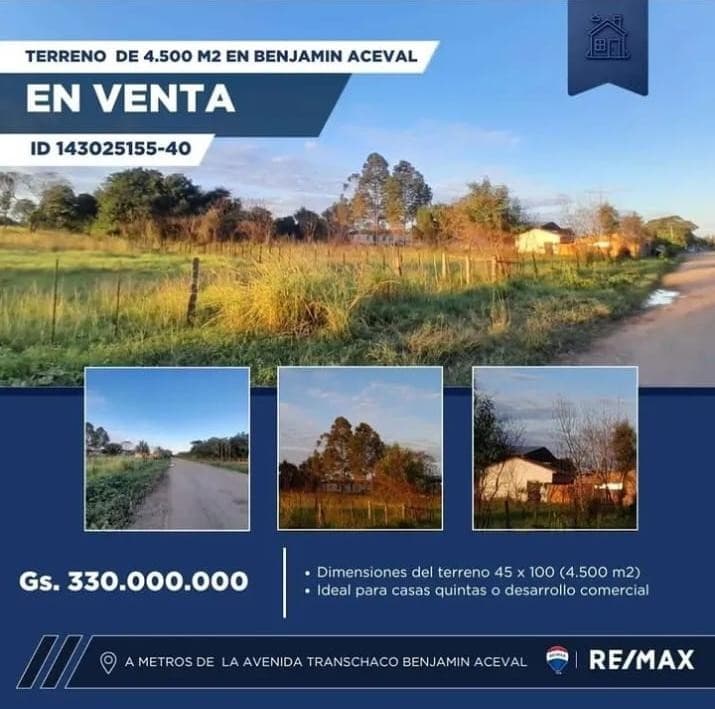 Terreno en Benjamín Aceval, Paraguay