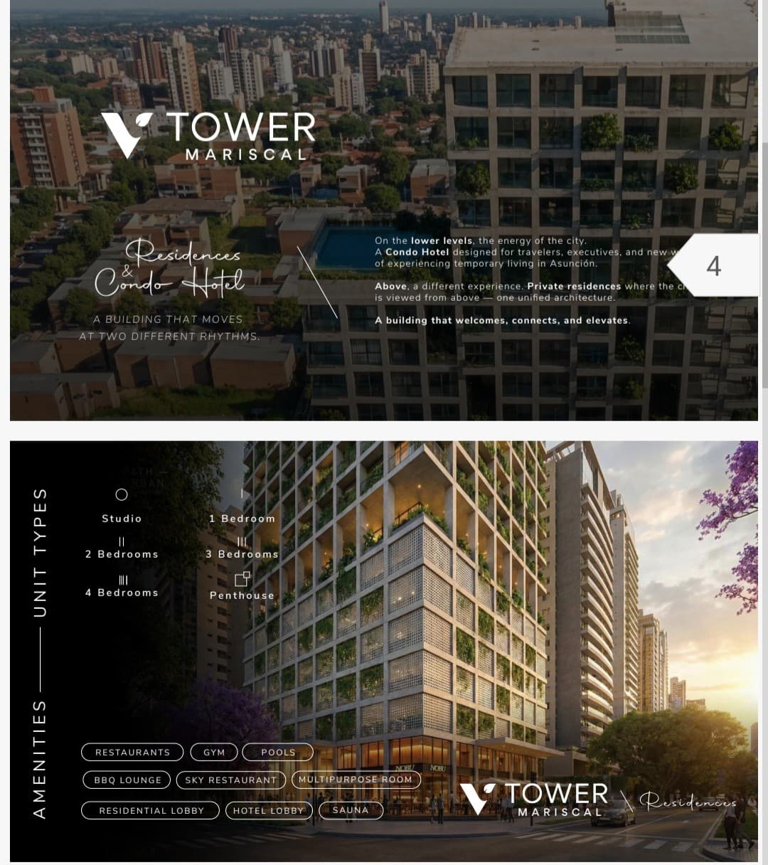 V TOWER Villa Morra: Exclusividad Residencial en una torre familiar exclusiva y Oportunidad de Inversión en un Modelo Híbrido Hotel-ARBNB on acceso y amenities separados. – 2